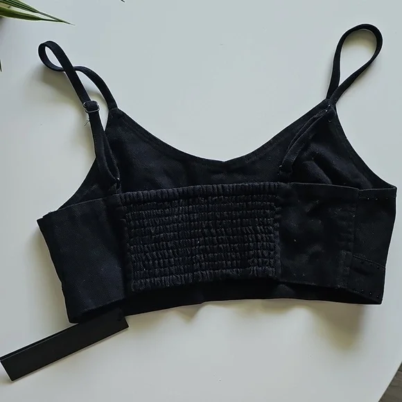 NWT House Of Harlow Black Denim Women's Crop Top - Picture 3 of 6